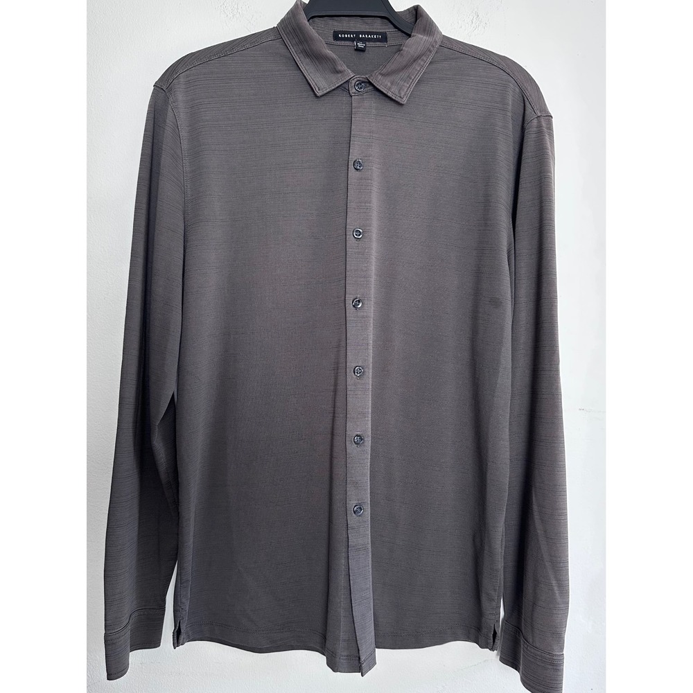 Robert Barakett Grey Slub Texture Long Sleeve Button Down Shirt Med Ultra Soft